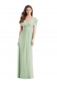 Open Back Soft Chiffon V-Neck Long Flutter Sleeves Bridesmaid Dress Southampton