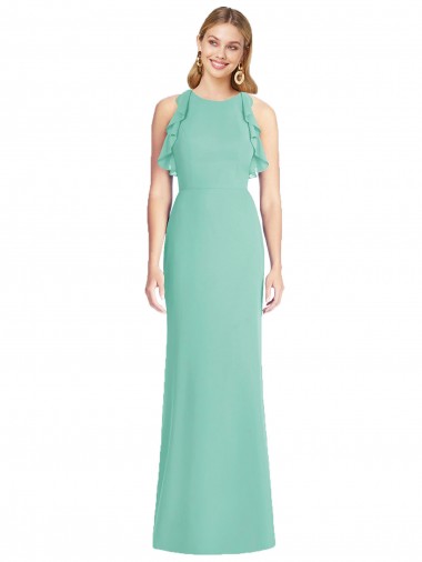 Open Back Soft Chiffon Jewel Neck Long Sleeveless Bridesmaid Dress Southampton