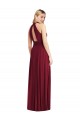 Open Back Burgundy Soft Chiffon Halter Neck Long Sleeveless Semi Formal Evening Dress / Bridesmaid Dress Southampton
