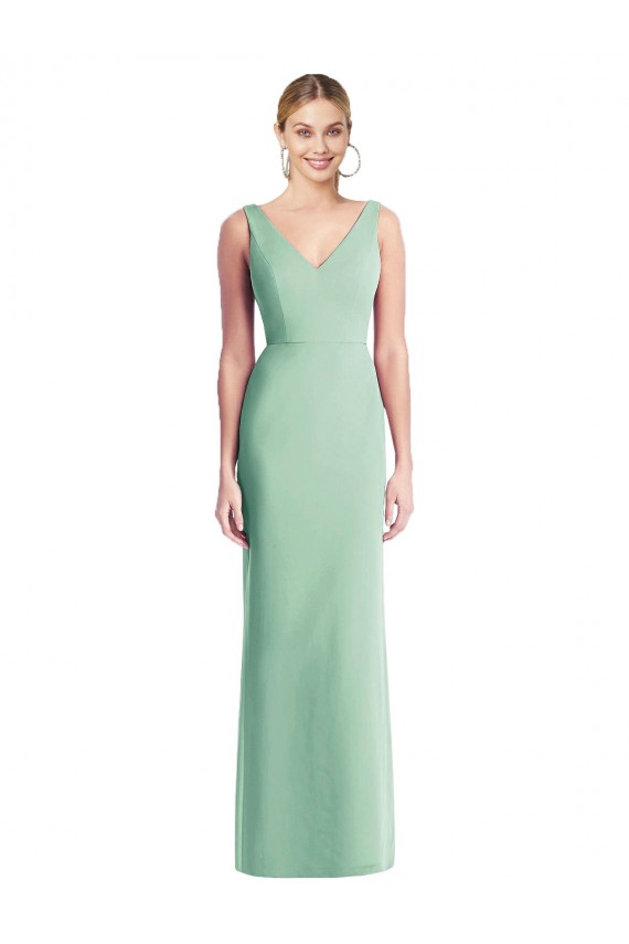 Tie Back Soft Chiffon V-Neck Long Sleeveless Bridesmaid Dress Southampton