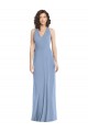 Open Back Dusty Blue Soft Chiffon Halter Neck Long Sleeveless Formal Evening Gown / Bridesmaid Dress Southampton