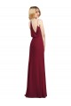 Burgundy Soft Chiffon V-Neck Long Sleeveless Formal Dress / Bridesmaid Dress Southampton