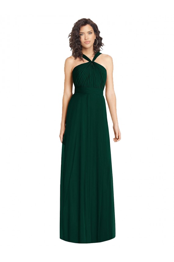 A-Line Soft Chiffon Halter Neck Long Sleeveless Bridesmaid Dress Southampton