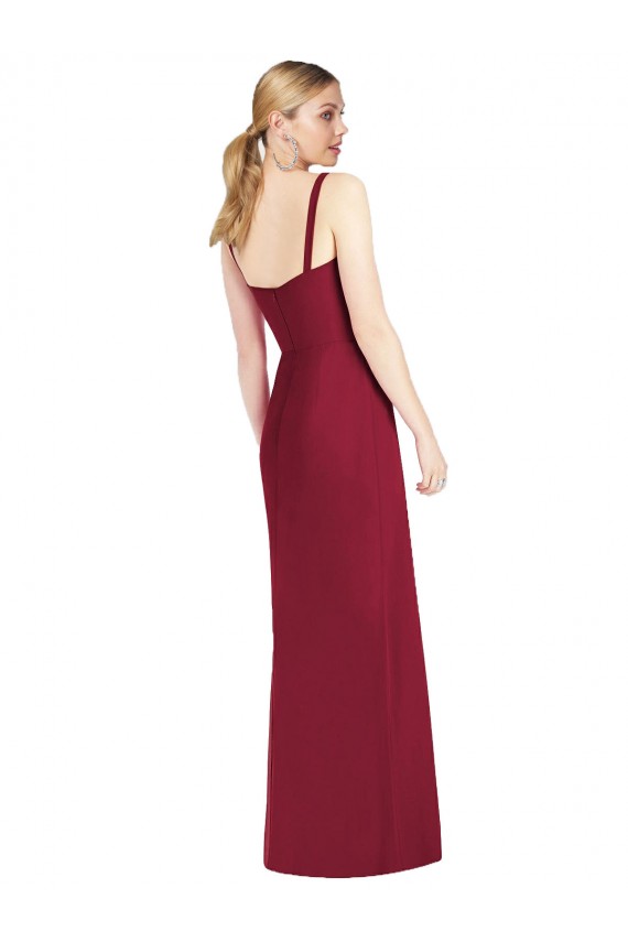 Lilac Soft Chiffon Spaghetti Straps Long Sleeveless Bridesmaid Dress Southampton