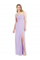 Lilac Soft Chiffon Spaghetti Straps Long Sleeveless Bridesmaid Dress Southampton