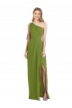 Olive Green Soft Chiffon One Shoulder Long Sleeveless Bridesmaid Dress Southampton