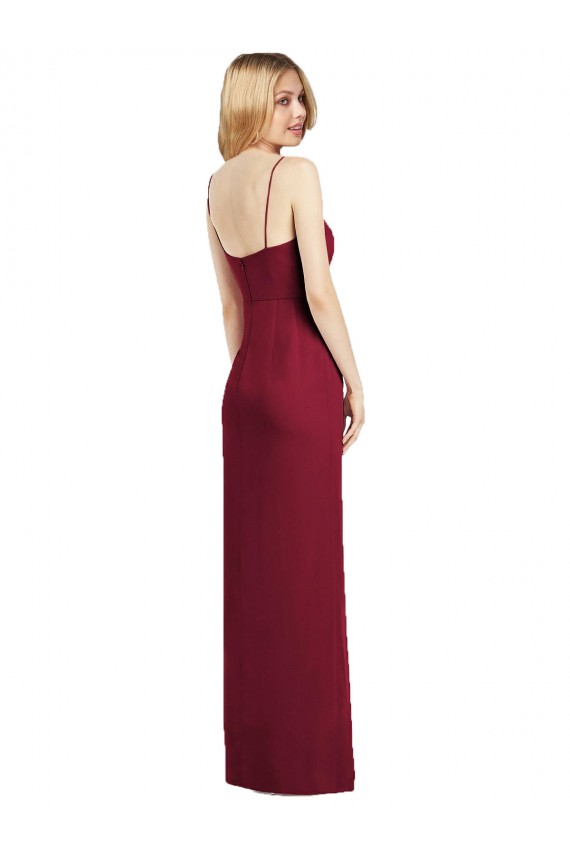 Coral Soft Chiffon Spaghetti Straps Long Sleeveless Formal Dress / Bridesmaid Dress Southampton