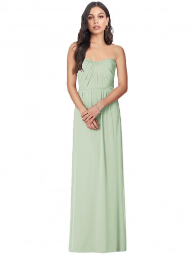 Sage Soft Chiffon Strapless Long Sleeveless Bridesmaid Dress Southampton