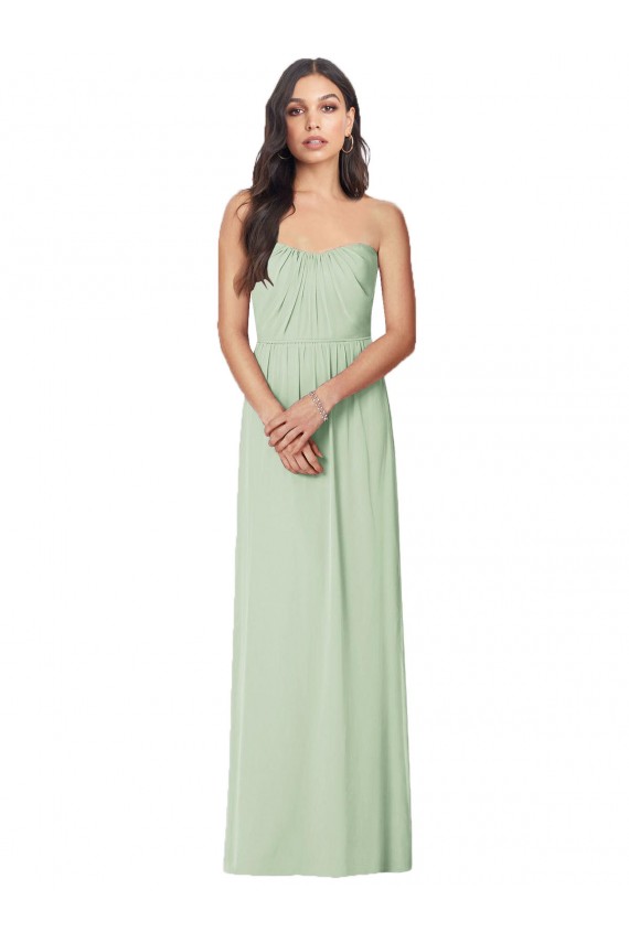 Sage Soft Chiffon Strapless Long Sleeveless Bridesmaid Dress Southampton