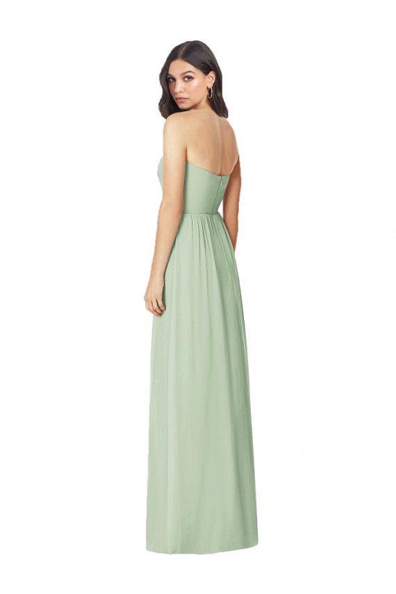 Sage Soft Chiffon Strapless Long Sleeveless Bridesmaid Dress Southampton