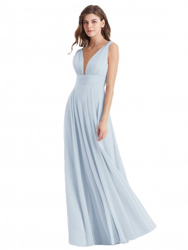 Tie Back Lxue Chiffon V-Neck Long Sleeveless Bridesmaid Dress Southampton