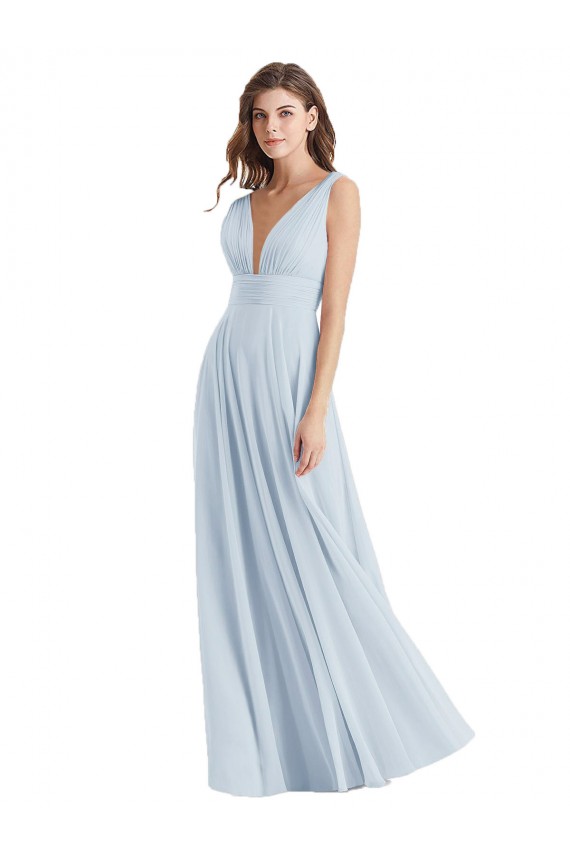 Tie Back Lxue Chiffon V-Neck Long Sleeveless Bridesmaid Dress Southampton