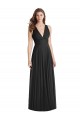 Open Back Black Soft Chiffon V-Neck Long Sleeveless Bridesmaid Dress Southampton