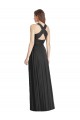 Open Back Black Soft Chiffon V-Neck Long Sleeveless Bridesmaid Dress Southampton