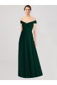 Ever Green Soft Chiffon Off the Shoulder Long Sleeveless Formal Dress / Bridesmaid Dress Southampton