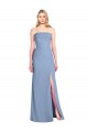 Dusty Blue Soft Chiffon Strapless Long Sleeveless Bridesmaid Dress Southampton