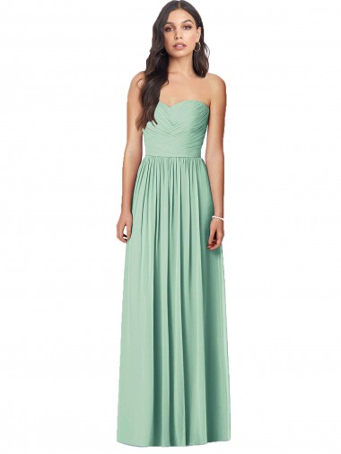 Mint Green Soft Chiffon Sweetheart Long Sleeveless Bridesmaid Dress Southampton