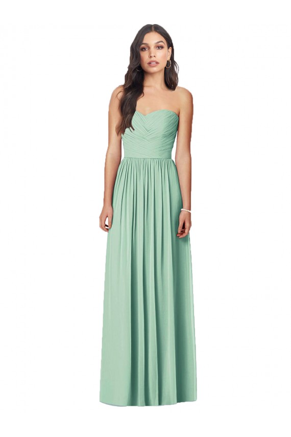 Mint Green Soft Chiffon Sweetheart Long Sleeveless Bridesmaid Dress Southampton