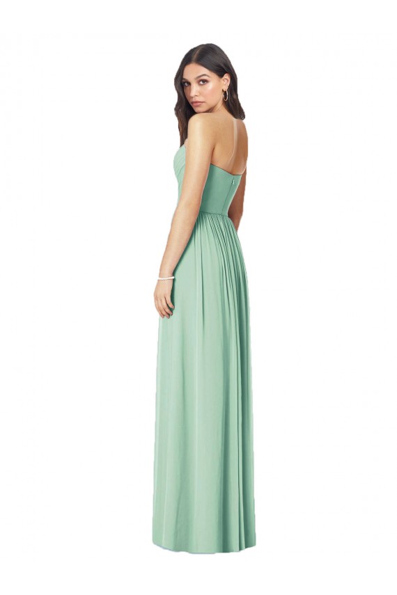 Mint Green Soft Chiffon Sweetheart Long Sleeveless Bridesmaid Dress Southampton