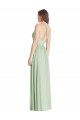 Open Back Sage Soft Chiffon Spaghetti Straps Long Sleeveless Semi Formal Evening Dress / Bridesmaid Dress Southampton