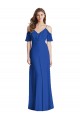 V-Back Soft Chiffon Spaghetti Straps Long Cold Shoulder Semi Formal Evening Dress / Bridesmaid Dress Southampton