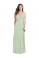 Sage Soft Chiffon Spaghetti Straps Long Cold Shoulder Semi Formal Evening Dress / Bridesmaid Dress Southampton