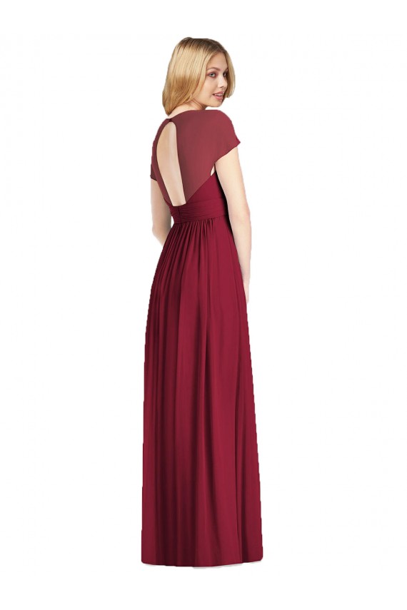 Open Back Soft Chiffon V-Neck Long Cap Sleeves Bridesmaid Dress Southampton