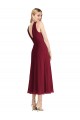 V-Back Soft Chiffon Halter Neck Tea length Sleeveless Prom Dress / Bridesmaid Dress Southampton