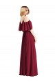 Chiffon Spaghetti Straps Long Cold Shoulder Bridesmaid Dress Southampton