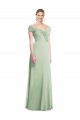 Sage Soft Chiffon Off the Shoulder Long Sleeveless Bridesmaid Dress Southampton
