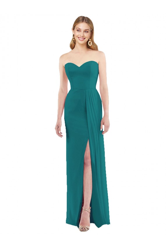 Hunter Soft Chiffon Sweetheart Long Sleeveless Bridesmaid Dress Southampton