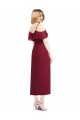 Soft Chiffon Spaghetti Straps Cocktail Length Cold Shoulder High Low Bridesmaid Dress Southampton
