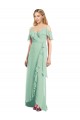 Soft Chiffon Spaghetti Straps Long Cold Shoulder High Low Bridesmaid Dress Southampton