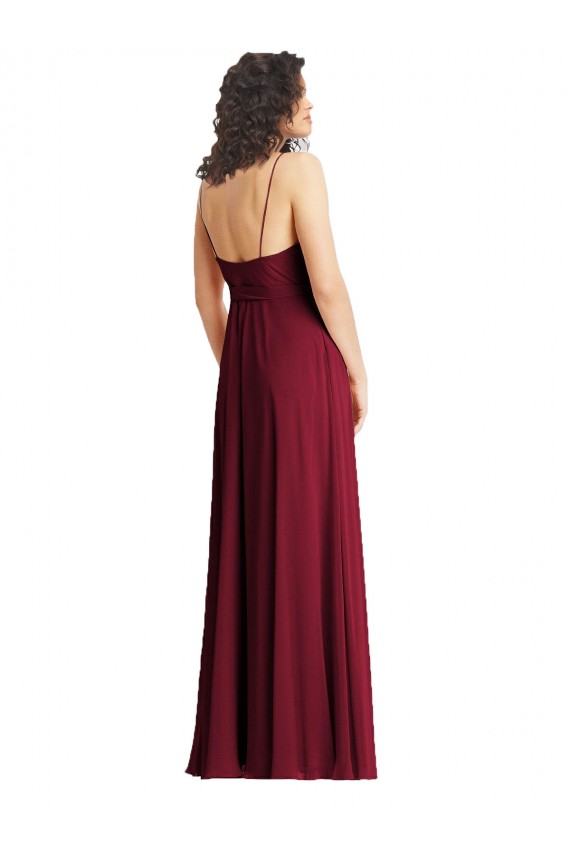 Smoke Green Soft Chiffon Spaghetti Straps Long Sleeveless Formal Evening Gown / Bridesmaid Dress Southampton