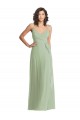 Smoke Green Soft Chiffon Spaghetti Straps Long Sleeveless Formal Evening Gown / Bridesmaid Dress Southampton