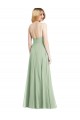Low Back Soft Chiffon Spaghetti Straps Long Sleeveless Formal Evening Gown / Bridesmaid Dress Southampton