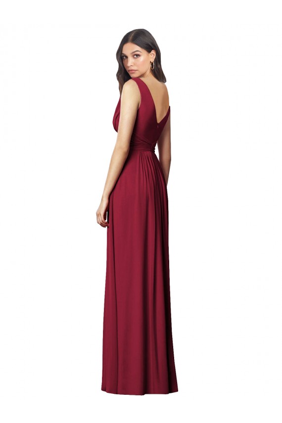 V-Back Royal Blue Soft Chiffon V-Neck Long Sleeveless Semi Formal Evening Dress / Bridesmaid Dress Southampton