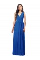 V-Back Royal Blue Soft Chiffon V-Neck Long Sleeveless Semi Formal Evening Dress / Bridesmaid Dress Southampton