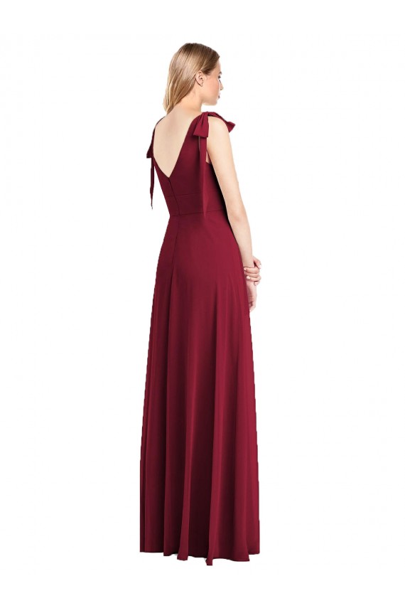 V-Back Trumpet Soft Chiffon V-Neck Long Sleeveless Bridesmaid Dress Southampton