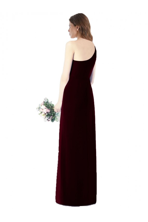 Dark Green Soft Chiffon One Shoulder Long Sleeveless Bridesmaid Dress Southampton