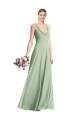 Open Back Sage Chiffon Spaghetti Straps Long Sleeveless Bridesmaid Dress / Evening Dress Southampton