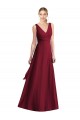 V-Back Burgundy Chiffon V-Neck Long Floor Length Sleeveless Bridesmaid Dress Southampton