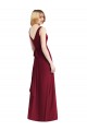 V-Back Burgundy Chiffon V-Neck Long Floor Length Sleeveless Bridesmaid Dress Southampton