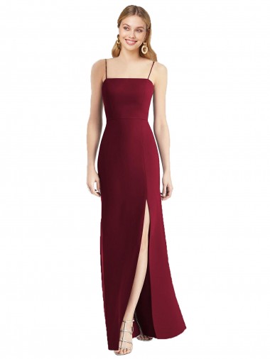 Tie Back Soft Chiffon Spaghetti Straps Long Sleeveless Bridesmaid Dress Southampton