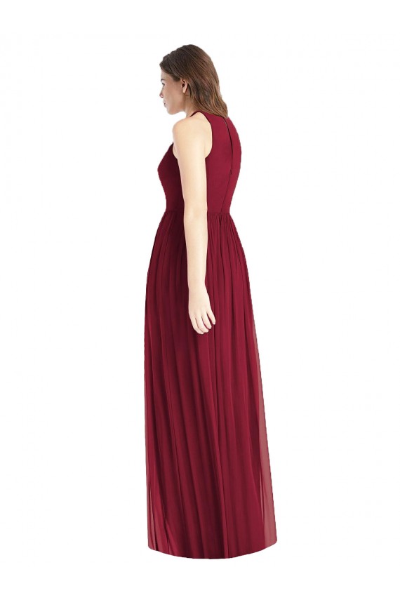 Lilac Soft Chiffon Halter Neck Long Sleeveless Bridesmaid Dress Southampton