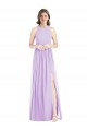 Lilac Soft Chiffon Halter Neck Long Sleeveless Bridesmaid Dress Southampton