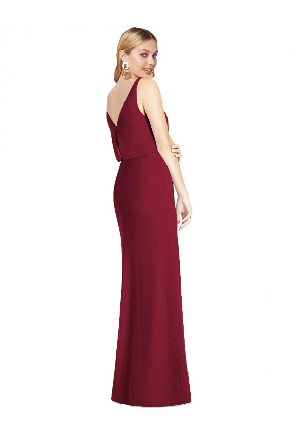 V-Back Dusty Pink Soft Chiffon V-Neck Long Sleeveless Bridesmaid Dress Southampton