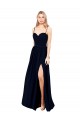 Dark Navy Soft Chiffon Spaghetti Straps Long Sleeveless Formal Evening Gown / Bridesmaid Dress Southampton