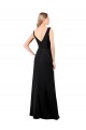 V-Back Black Soft Chiffon V-Neck Long Sleeveless Prom Dress / Bridesmaid Dress Southampton