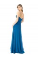 Peacock Blue Soft Chiffon Spaghetti Straps Long Sleeveless Bridesmaid Dress Southampton
